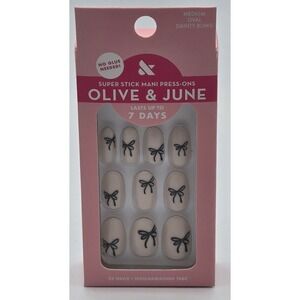 Olive & June‎ Press on Nails The Super Stick Mani Medium | Dainty Bows | NEW